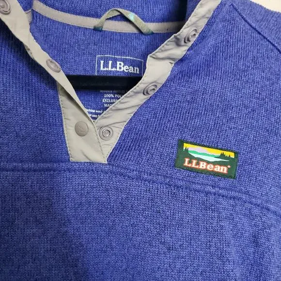 L.L. Bean Quarter Snap Knit Fleece Sweater Jacket Blue Women's XS Petite - Picture 3 of 12